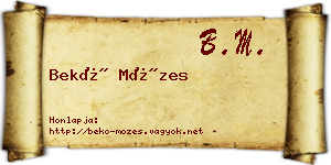 Bekő Mózes névjegykártya