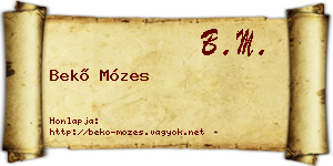 Bekő Mózes névjegykártya