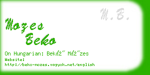 mozes beko business card